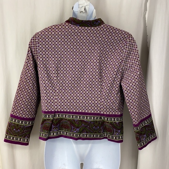 ISAAC MIZRAHI Target XL Velvet Jacket Purple Green Paisley Detail Hidden Buttons - Picture 5 of 8